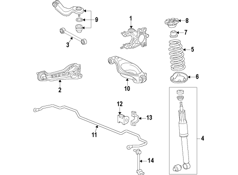 2012 Acura RDX Rear Suspension Components, Lower Control Arm, Upper Control Arm, Stabilizer Bar Bush, Rear Stabilizer Holder Diagram for 52315-STK-A01