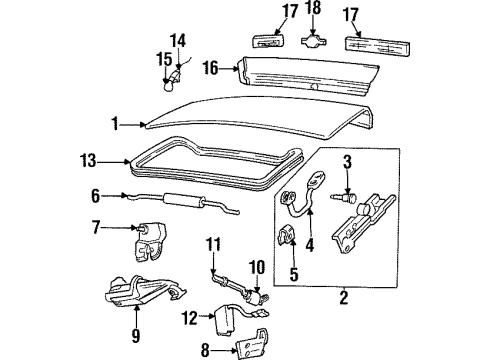 1998 Chevrolet Monte Carlo Trunk Lid & Components, Exterior Trim Applique Asm-B/Up Lamp Diagram for 5978593