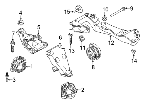 2018 BMW 330e Engine & Trans Mounting Transmission Crossmember Diagram for 22116769281