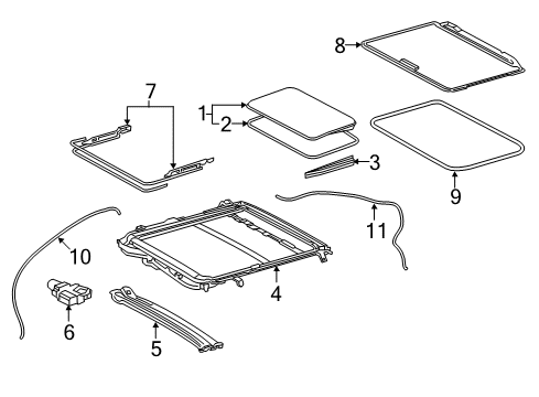 2021 Toyota Camry Sunroof Glass Weatherstrip Diagram for 63251-06120