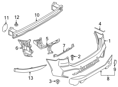 2020 BMW X1 Rear Bumper Rear Reflector, Rear Left Diagram for 63147850997