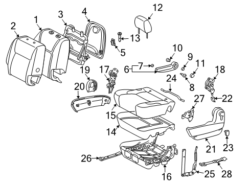 2008 Toyota Sienna Rear Seat Components Seat Cushion Pad Diagram for 79136-AE010