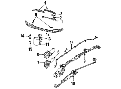 1993 Chevrolet Lumina Wiper & Washer Components Container, Windshield Washer Solvent Diagram for 22138868