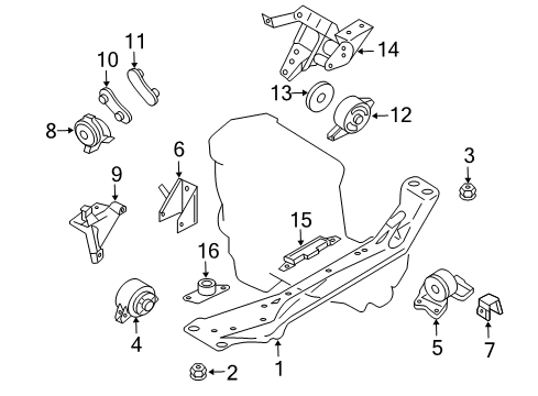 2000 Nissan Sentra Engine & Trans Mounting Pad-Engine Mounting Member Diagram for 11248-4M400