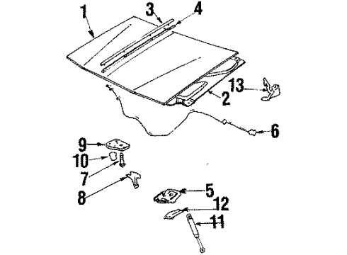 1987 Buick Century Hood & Components Latch Asm-Hood Secondary Diagram for 22569852