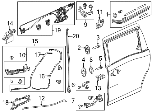 2019 Honda Odyssey Door Hardware Roller Sub-Assy., R. Slide Door (Lower) Diagram for 72536-THR-A01