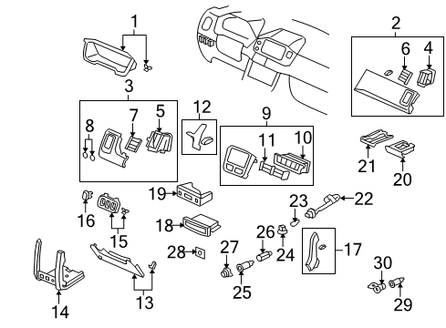 2006 Honda Pilot Cluster & Switches, Instrument Panel Label, Outlet Open Diagram for 77628-S0X-A01