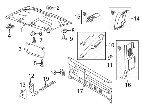 2016 Ford F-350 Super Duty Interior Trim - Cab Headliner Diagram for BC3Z-2551944-AC