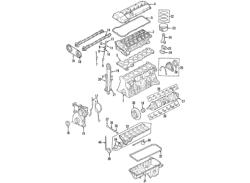 1999 BMW Z3 Engine Parts, Mounts, Cylinder Head & Valves, Camshaft & Timing, Variable Valve Timing, Oil Pan, Oil Pump, Adapter Housing, Crankshaft & Bearings, Pistons, Rings & Bearings Bearing Shell Blue Diagram for 11241284852