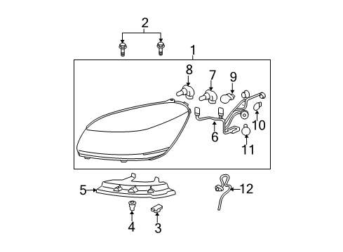 2010 Buick Lucerne Headlamps Headlamp Assembly Nut Diagram for 21095010