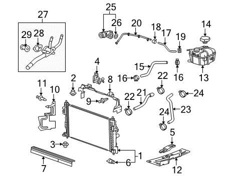 2015 Buick LaCrosse Radiator & Components Radiator Lower Bracket Diagram for 20980222