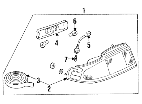 1995 Nissan 240SX Bulbs Rear Combination Lamp Socket Assembly, Right Diagram for 26551-70F01