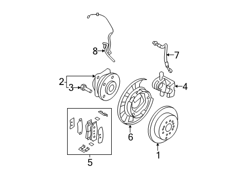 2008 Hyundai Santa Fe Anti-Lock Brakes Disc-Rear Brake Diagram for 58411-0W000