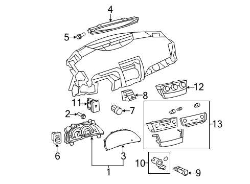 2010 Toyota Camry Cluster & Switches, Instrument Panel Cluster Assembly Diagram for 83800-33E50