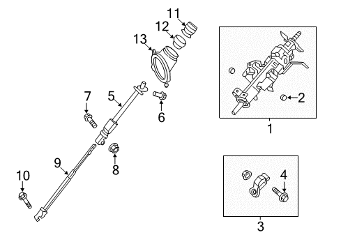 2021 Nissan NV2500 Steering Column & Wheel, Steering Gear & Linkage Cover Assy-Hole Diagram for 48950-1PA0A