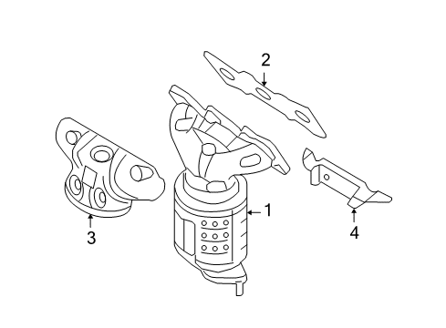 2008 Hyundai Santa Fe Exhaust Manifold Exhaust Manifold Catalytic Assembly, Right Diagram for 28510-3E740