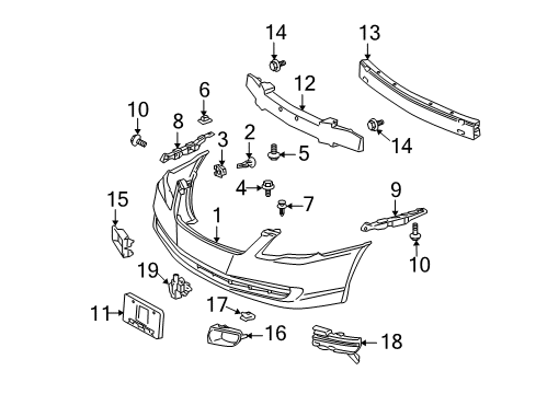 2007 Toyota Avalon Front Bumper Stay Diagram for 52145-AC040