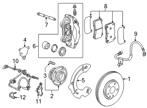 2021 Chevrolet Corvette Brake Components Front Speed Sensor Diagram for 84685109