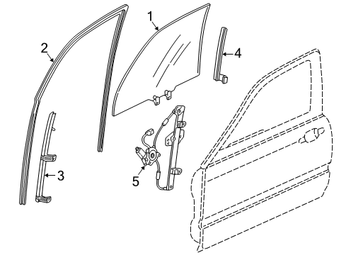 1998 Acura RL Front Door Channel, Left Front Door Run Diagram for 72275-SZ3-J03