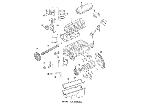 1994 Ford F-350 Engine Oil Cooler Adapter Gasket Diagram for E3TZ-6A636-H