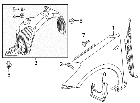 2014 Kia Forte5 Fender & Components, Exterior Trim Guard Assembly-Front Wheel Diagram for 86811A7000