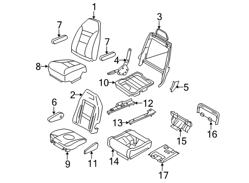 2008 Ford E-350 Super Duty Second Row Seats Seat Cushion Pad Diagram for YC2Z-15632A22-AA