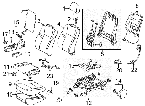 2015 Toyota Avalon Power Seats Seat Back Pad Diagram for 71551-07050