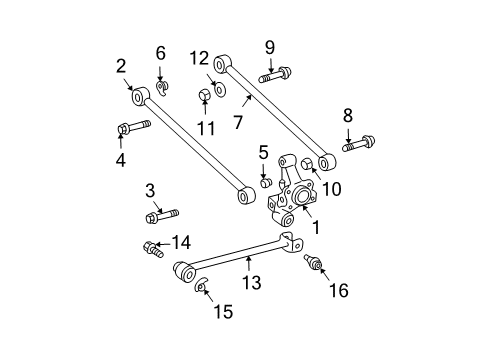 2007 Lexus RX350 Rear Suspension Components, Ride Control, Stabilizer Bar Rear Suspension Control Arm Assembly, No.2, Right Diagram for 48730-48120