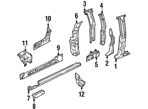 1997 Isuzu Rodeo Center Pillar & Rocker Panel, R. Rocker (Inner) Diagram for 8-94369-271-1