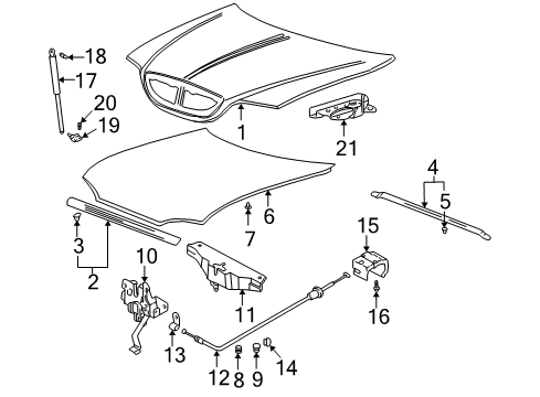2004 Hyundai Sonata Hood & Components Cable Assembly-Hood Latch Release Diagram for 81190-3D000