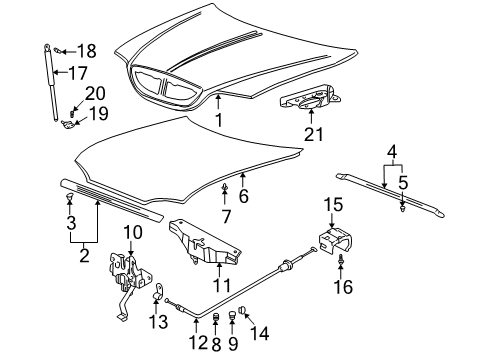 2004 Hyundai Sonata Hood & Components Weatherstrip-Hood Diagram for 86430-3D000