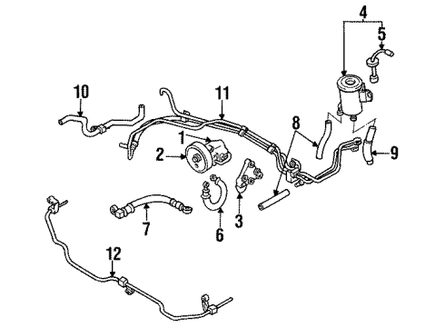 1993 Infiniti Q45 P/S Pump & Hoses Power Steering Hose & Tube Set Diagram for 49710-60U10