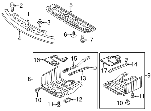 2014 Kia Optima Splash Shields Strip-Front Bumper Diagram for 863572T000