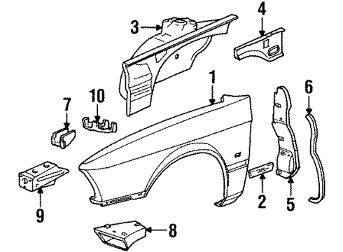 1985 BMW 535i Fender & Components WHEEL HOUSING STRUT, FRONT L Diagram for 41111900695