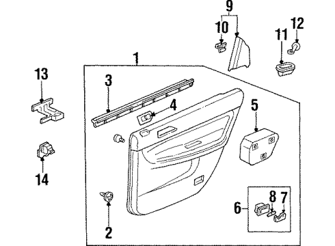 1995 Honda Accord Front Door Weatherstrip, L. RR. Door (Inner) Diagram for 72875-SV4-003