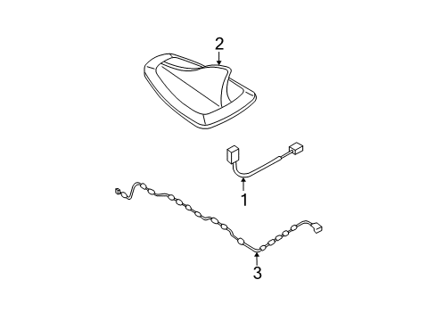 2008 Nissan Quest Antenna & Radio Feeder Assembly-Sat Ant Diagram for 28243-ZM70A