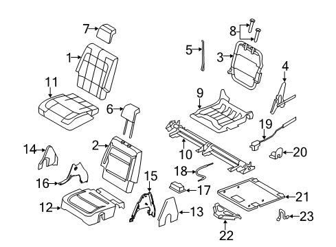 2012 Ford Flex Third Row Seats Seat Back Frame Diagram for AU5Z-96613A38-D