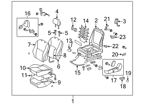 Diagram for 2013 Toyota Corolla Driver Seat Components 