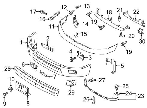 2017 Nissan Titan Front Bumper Rivet Diagram for 01515-0011U