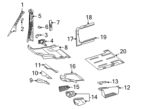 2008 Dodge Sprinter 2500 Interior Trim - Pillars, Rocker & Floor Panel-A-Pillar Diagram for 1HB04XDVAA