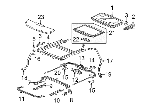 2005 Acura RL Sunroof Sunshade Assembly (Light Cream Ivory) Diagram for 70600-SJA-A02ZC