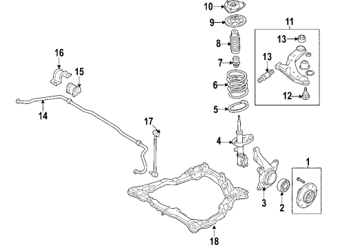 2006 Kia Spectra5 Front Suspension Components, Lower Control Arm, Stabilizer Bar Link Assembly-Front Stabilizer Diagram for 548402F000