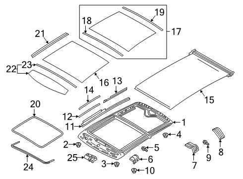 2020 Infiniti QX50 Sunroof Seal Asm-Rear Fixed Glass Diagram for 91215-5NA0B