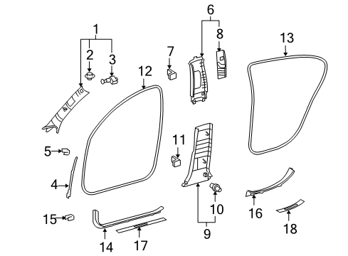 2007 Lexus GS450h Interior Trim - Pillars, Rocker & Floor GARNISH, Front Pillar Diagram for 62211-30501-B0