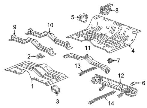 2022 Chevrolet Silverado 3500 HD Floor Lower Crossmember Diagram for 84678781