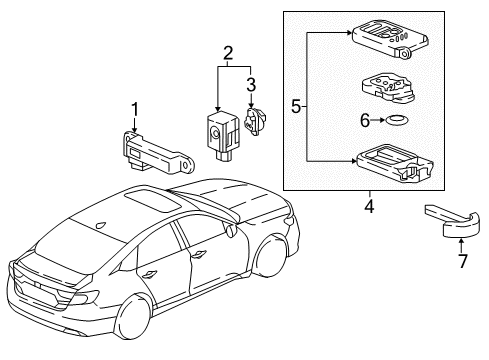 2021 Honda Accord Keyless Entry Components Clip, Connector (Natural) (W/Seal) Diagram for 91534-STK-003
