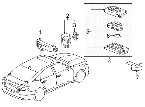 2021 Honda Accord Keyless Entry Components Clip, Connector (Natural)(W/Seal) Diagram for 91534-STK-003
