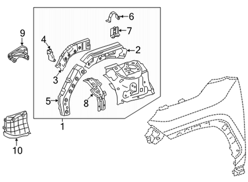 2022 Lexus NX250 Structural Components & Rails Inner Cover Diagram for 53737-42010