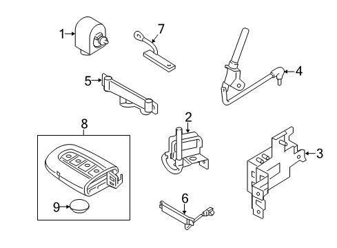 2016 Kia Optima Keyless Entry Components Smart Key Antenna Assembly Diagram for 95420-D4100