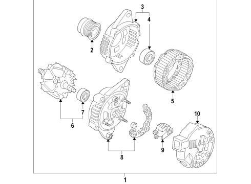 2018 Hyundai Elantra GT Alternator Pulley-Generator Diagram for 37320-2E221